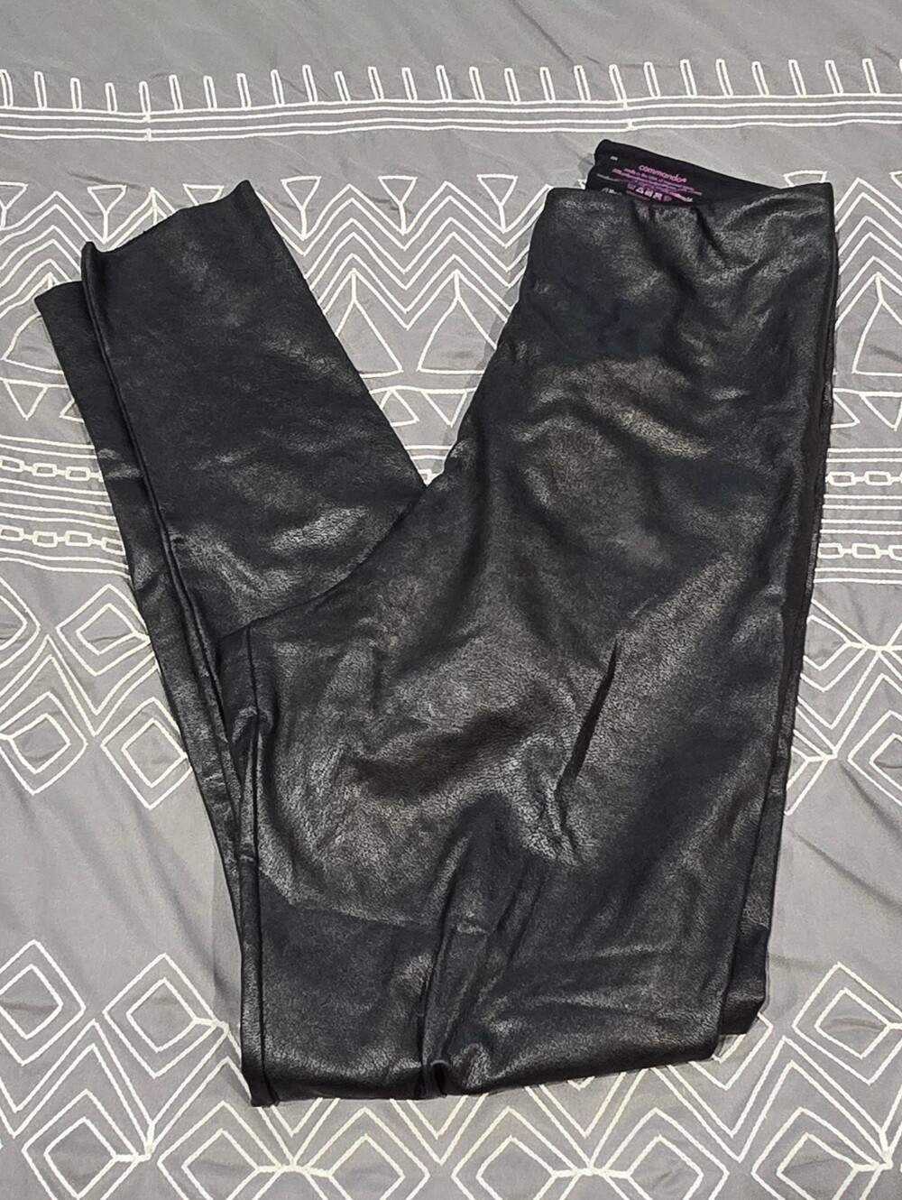 Commando Faux Leather Black Leggings Size Medium